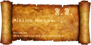 Miklics Mariann névjegykártya